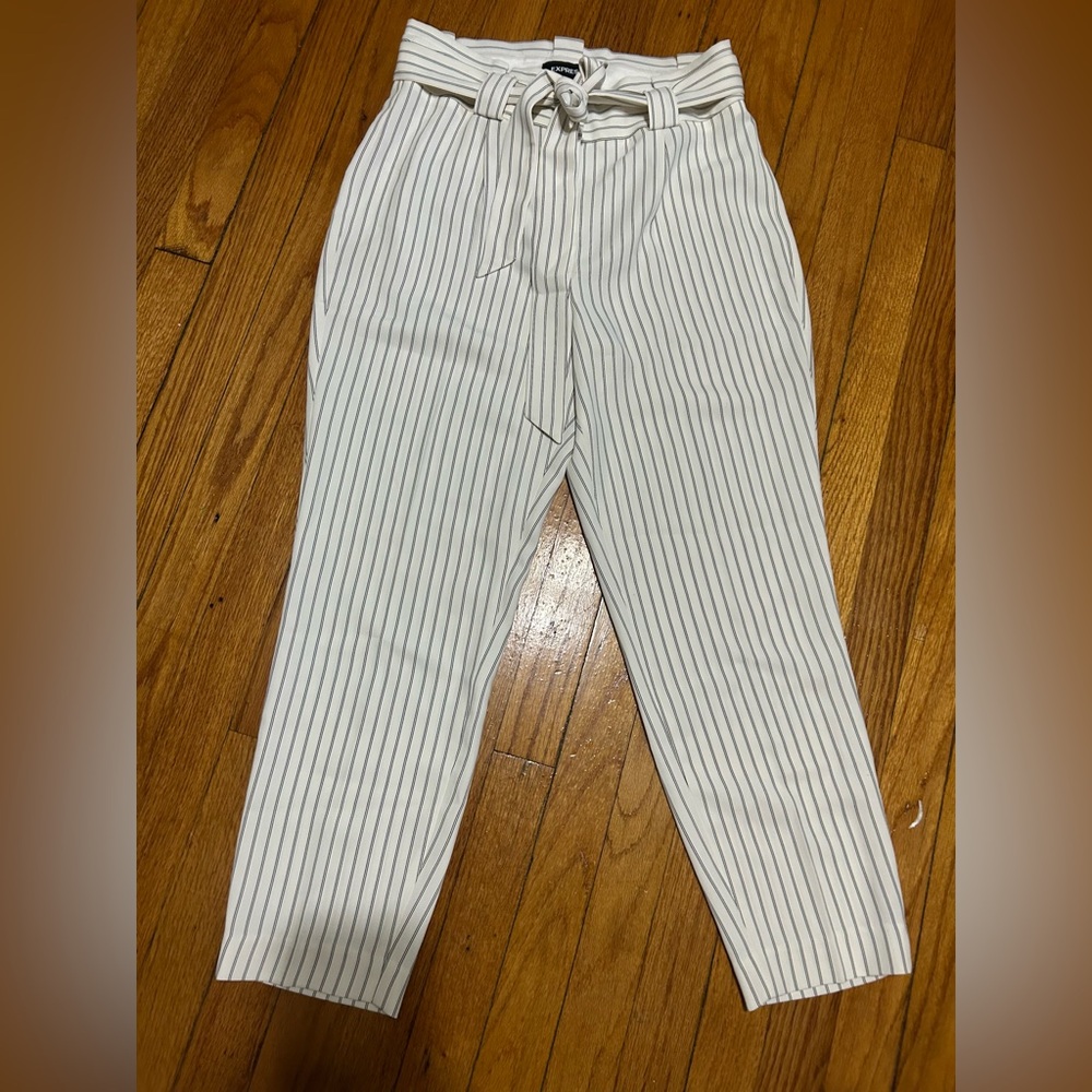 Express Womens Striped Dress Pants Size 2 High-Rise Career Office 4 Short - Picture 2 of 9